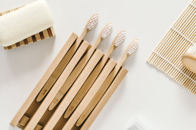 A_family_set_of_four_wooden_bamboo_toothbrushes - Bamboo.