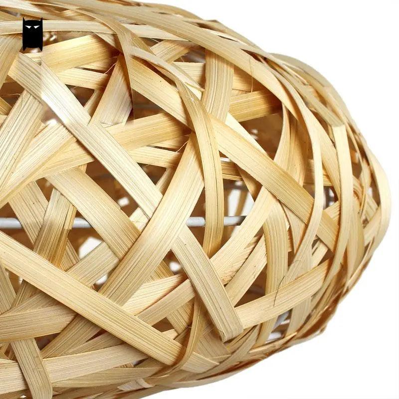 Bamboo Wicker Rattan Round Lantern Shade Pendant Light Fixture - Bamboo.