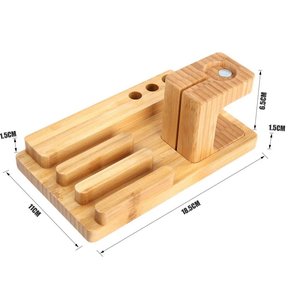 FULAIKATE Bamboo Wood Stand for iPhone 7 Desk Holder for Apple Watch - Bamboo.