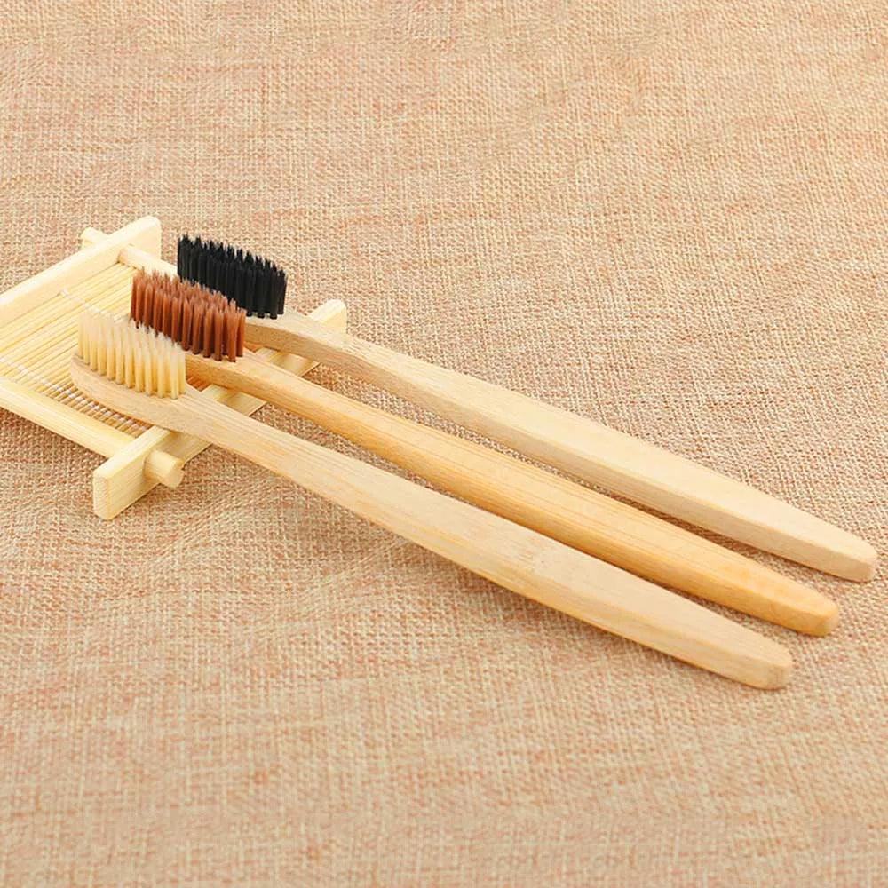 1 Pcs Bamboo Charcoal Toothbrush Eco Medium Soft Bristle Brushes - Bamboo.