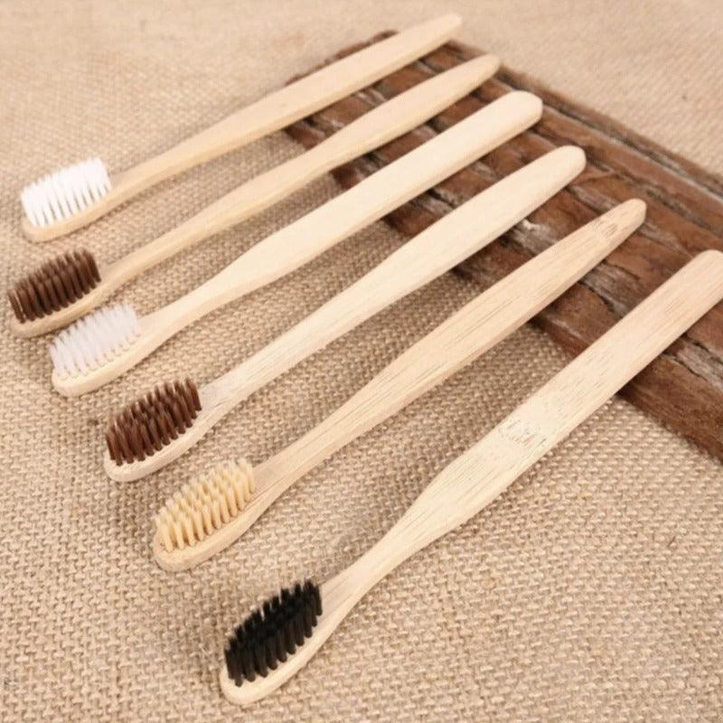 10 Pcs Bamboo toothbrushes - Bamboo.