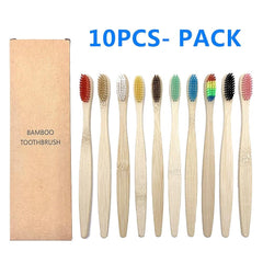 10 Pcs Eco Friendly Bamboo Soft Tooth Brush Adult Toothbrush - Bamboo.
