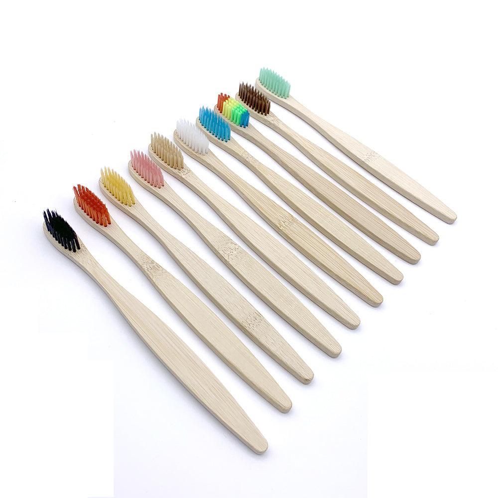 10 Pcs Eco friendly Bamboo Toothbrush Soft Bristles Biodegradable - Bamboo.