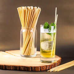 100pcs 20cm Disposable Eco-Friendly Natural Wheat Drinking Straws - Bamboo.