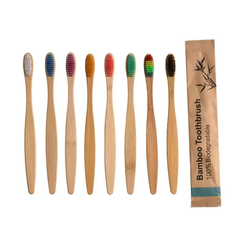 10pcs Eco friendly Bamboo Toothbrush Soft Bristles Biodegradable - Bamboo.