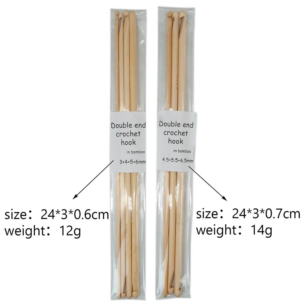 1 Set Double Ended Bamboo Handle Crochet Hook 3-6mm/4.5-6.5mm Sewing - Bamboo.