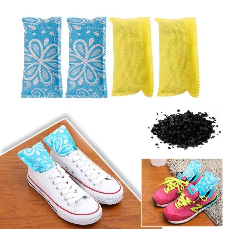 2Pc Shoes Deodorizer Bag Carbon Odor Eliminator Bamboo Charcoal Air Purifiers - Bamboo.
