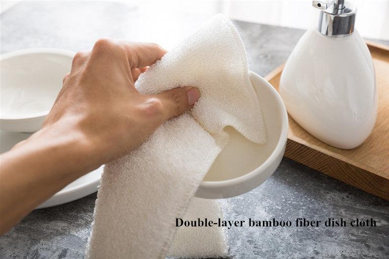 3 Pcs Bamboo fiber dishwashing cloth double-thickness kitchen towel - Bamboo.
