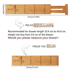 4Pcs Bamboo Drawer Dividers Organizer with 6 Extra Mini Dividers - Bamboo.