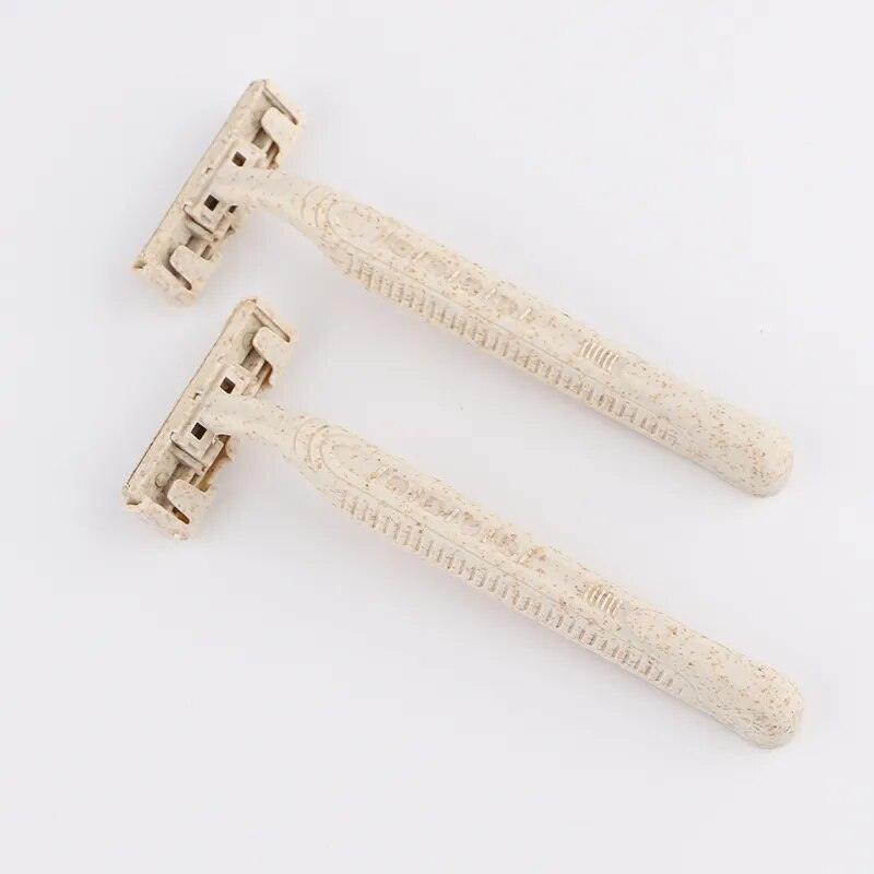 50/100 Pieces Eco Friendly Wheat Straw Disposable Manual Razor - Bamboo.