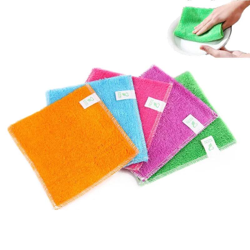 5/10/15/20Pcs Bamboo Fiber Dish Cloth Anti-grease Cleaning Towel - Bamboo.