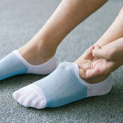 5Pairs Fashion Bamboo Fibre Non-slip Silicone Invisible Compression Socks Male Ankle Sock Breathable Men Meias Cotton Boat Socks - Bamboo.