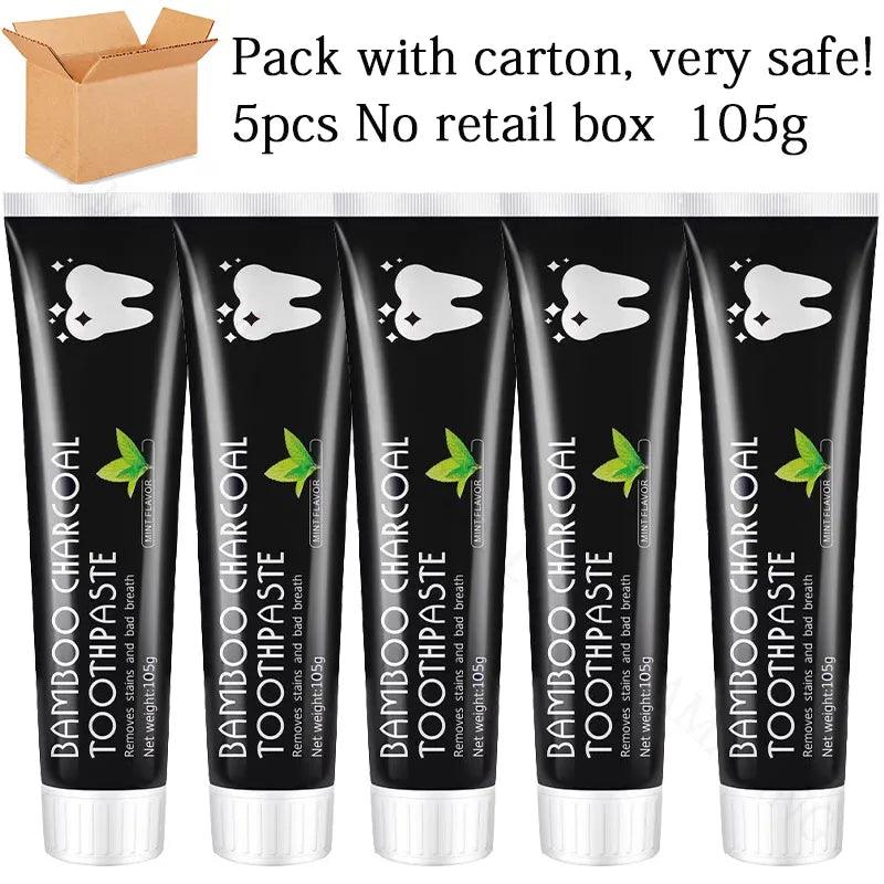 5 Pcs Bamboo Charcoal Mint Flavor Whitening Black Toothpaste - Bamboo.