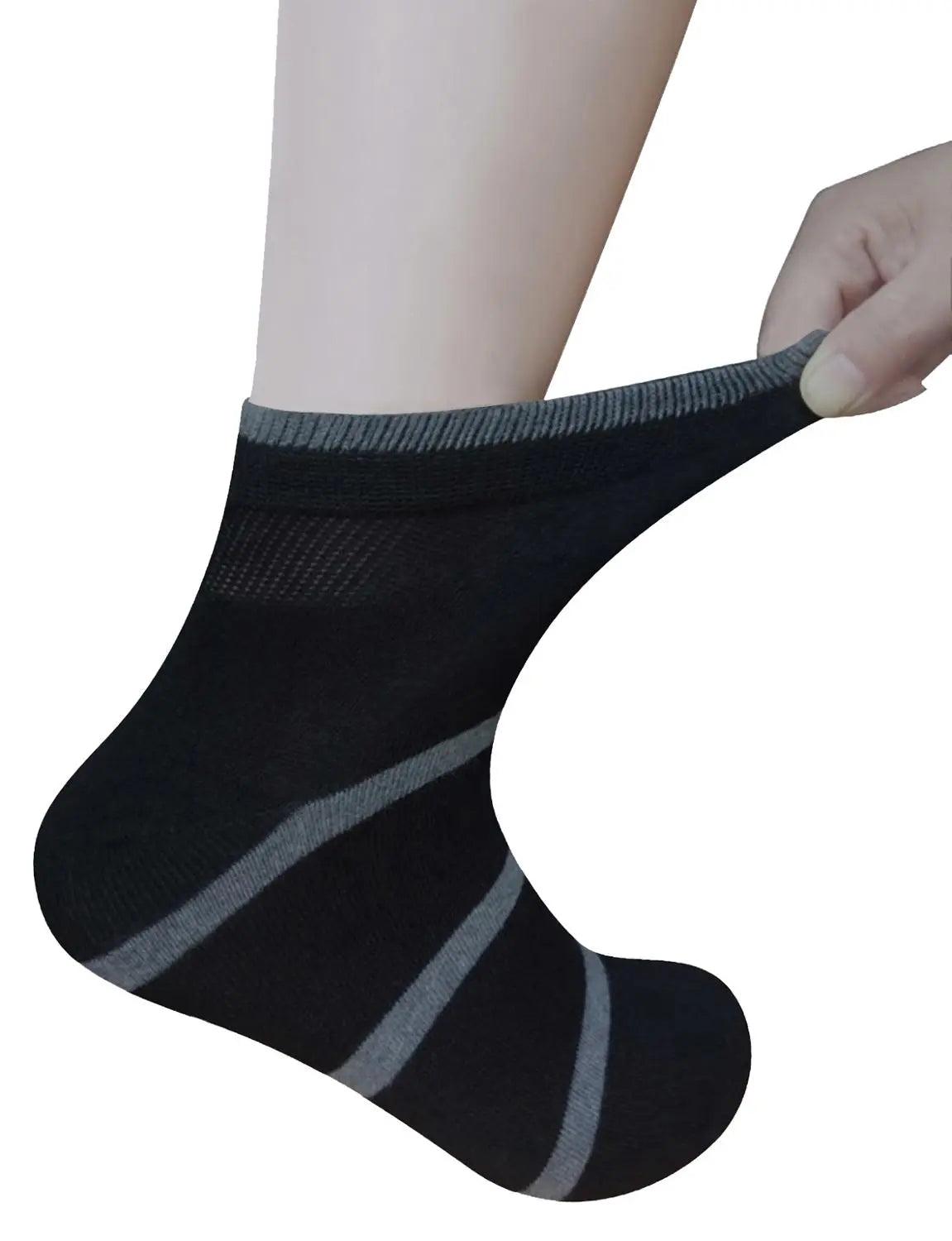 6 Pairs Men's Bamboo Diabetic Ankle Socks with Seamless Toe - Bamboo.