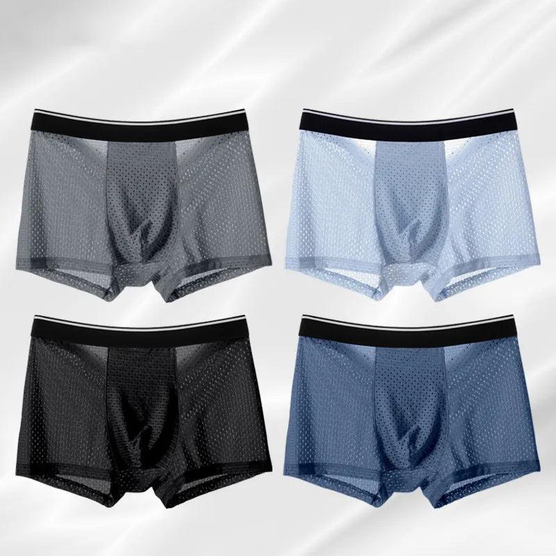8 Pcs/Lot Men's Panties Ice Silk Shorts Boxers Breathable Large Size - Bamboo.