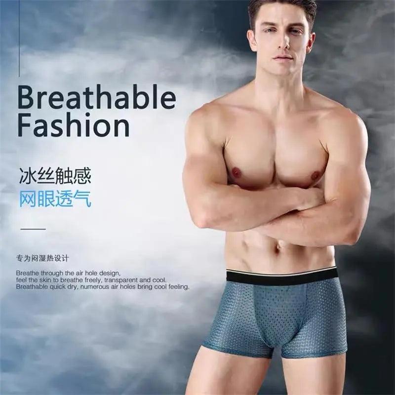 8 Pcs/Lot Men's Panties Ice Silk Shorts Boxers Breathable Large Size - Bamboo.