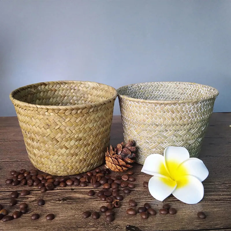 Paniers de rangement en bambou faits à la main, jardinière de pots de fleurs de jardin