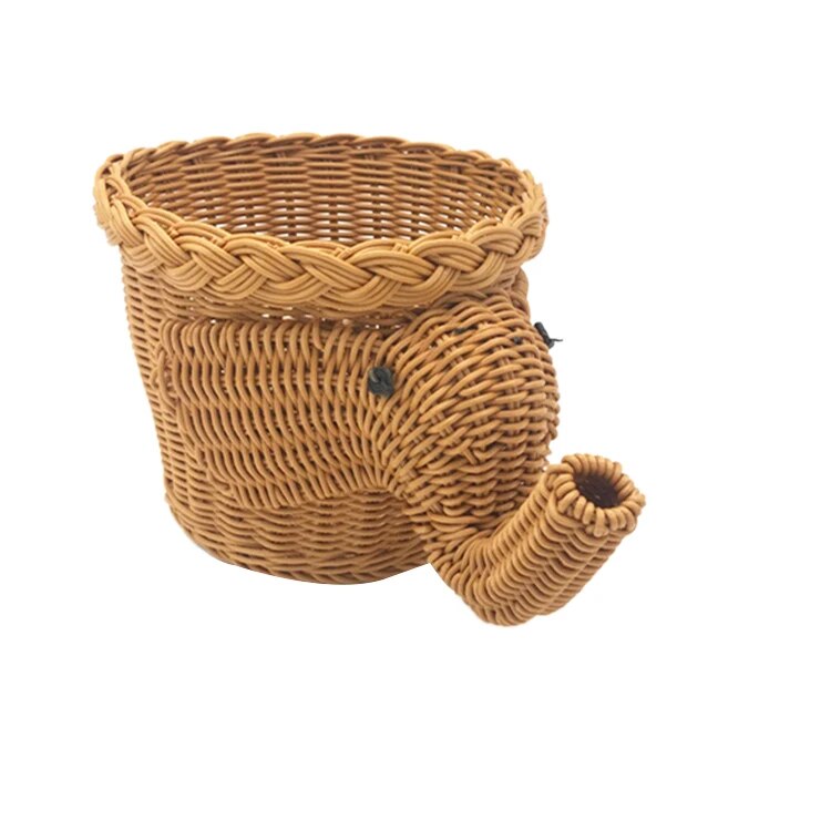 Handmade Bamboo Elephant Wicker Picnic Storage Basket