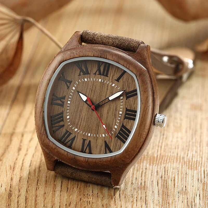 Reloj de cuarzo unisex de bambú hecho a mano 6Tipe