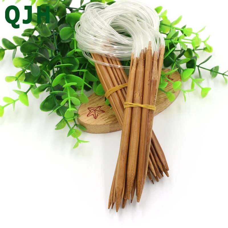 QJH Agujas de Tejer de bambú Juego de Ganchos de Ganchillo de 18 tamaños Tubo