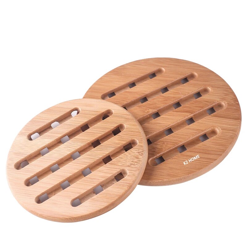 Bamboo Trivet Mat Hot Pot Holder Pads Non Slip Dish Holder