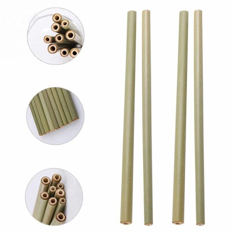 15 unid/set de pajitas reutilizables de bambú de 20 cm