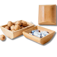 NOOLIM Bamboo Dried Fruit Table Plate Candy Box Snack Tray