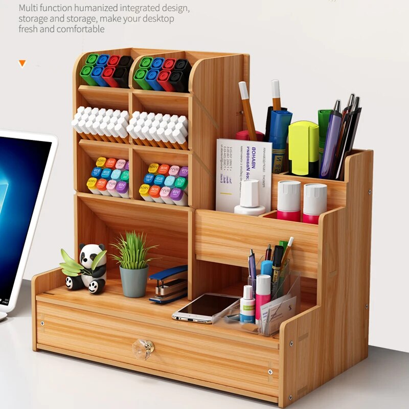 Bambus-Schreibtisch-Briefpapier-Box, Stifthalter, Aufbewahrungsbox