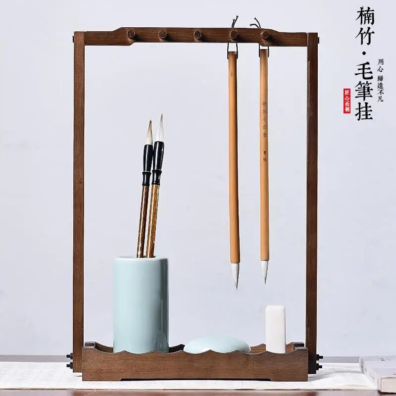 Bamboo brush hanging pen holder