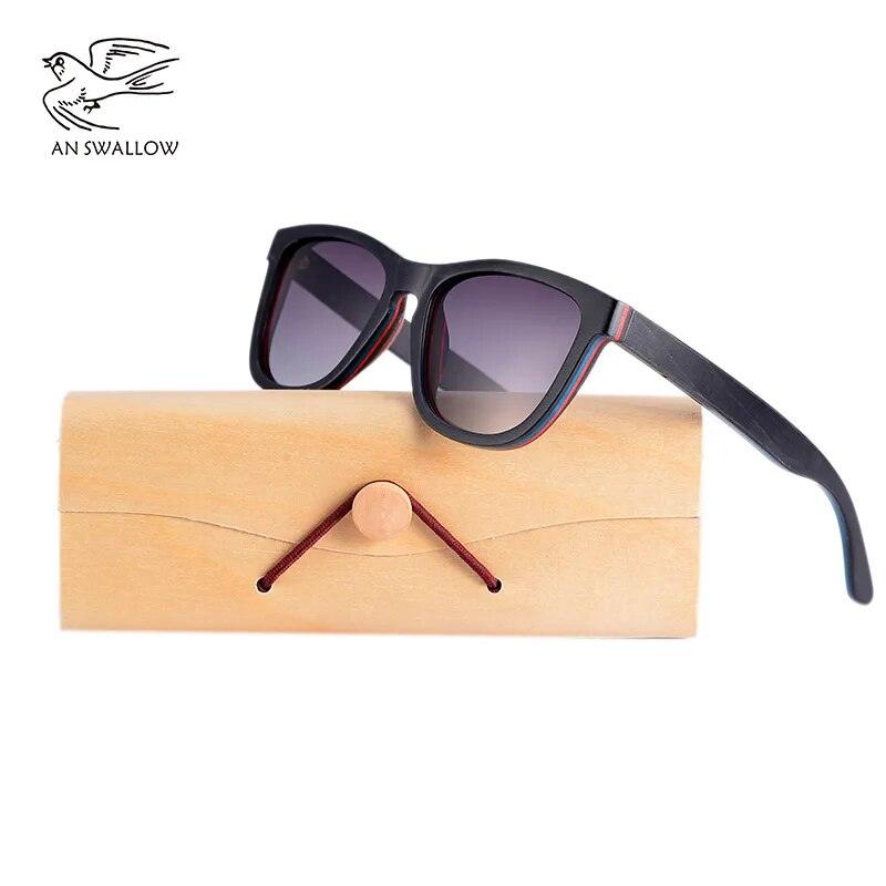 AN SWALLOW BRAND DESIGN Men Sunglasses Bamboo Sunglasses Handmade Wooden Frame Polarized Mirror Lens Classic Gafas De Sol UV400 - Bamboo.