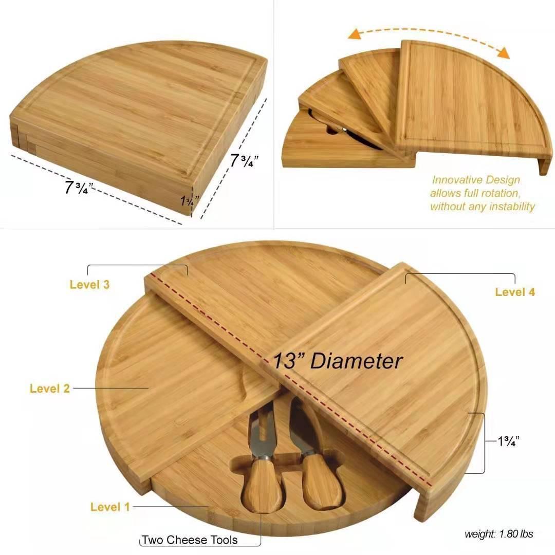Bamboo Drawer Cheese Knife Bread Fruit Snack Plate - Bamboo.