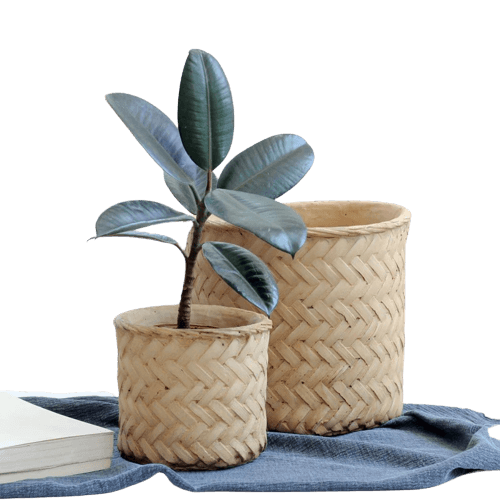 Bamboo flower pot Retro woven storage bamboo basket - Bamboo.