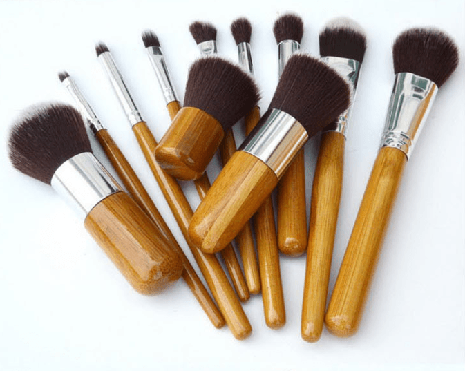Bamboo Handle Makeup Brush Pole Brushes Suit With Sack Top Quality - Bamboo.