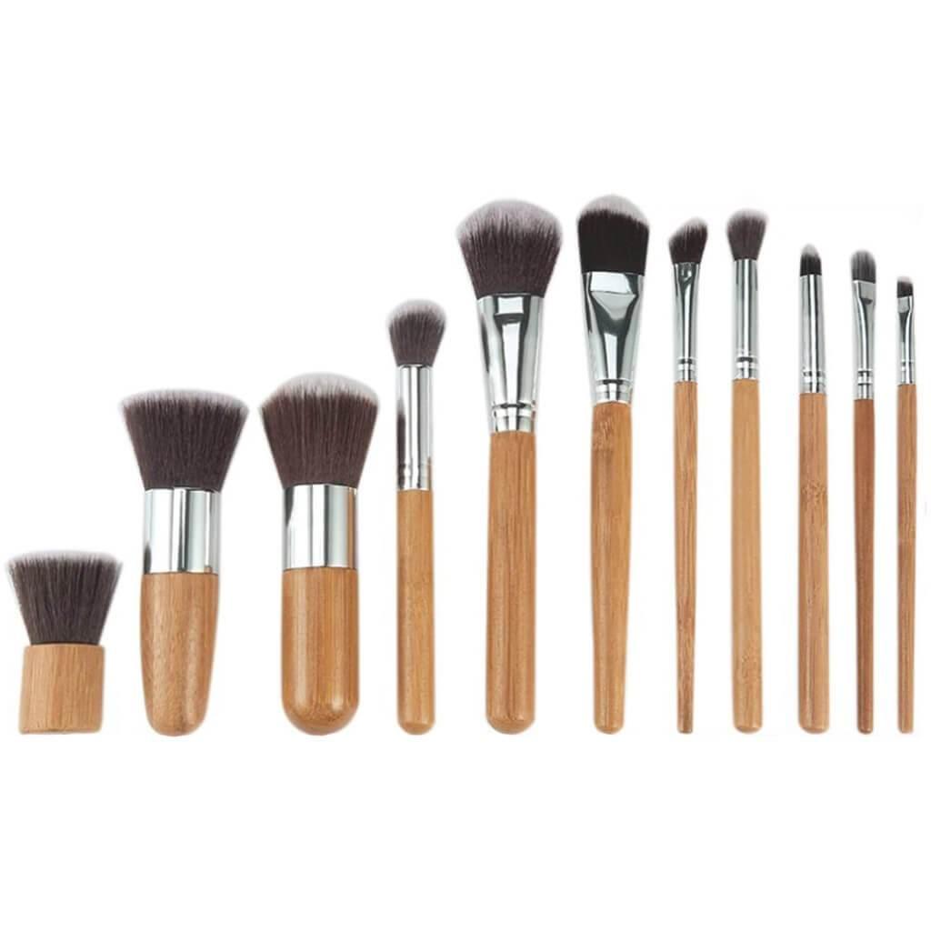 Bamboo Handle Makeup Brush Pole Brushes Suit With Sack Top Quality - Bamboo.