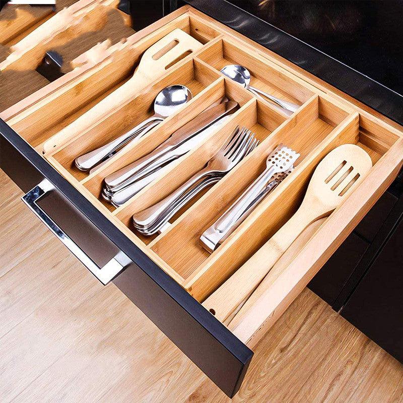 Bamboo retractable knife box drawer - Bamboo.
