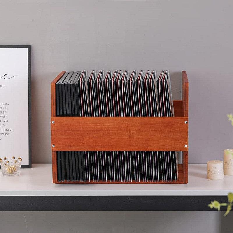 Bamboo Vinyl Rack Record Storage Basket - Bamboo.