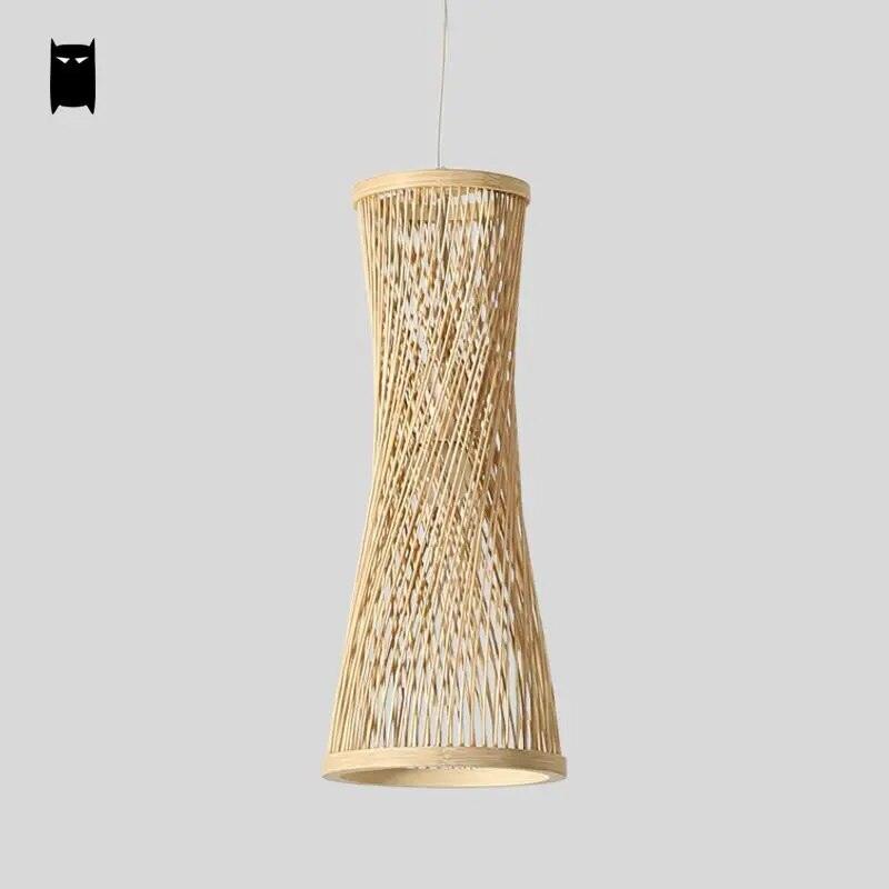 Bamboo Wicker Rattan Bugle Shade Pendant Light Fixture Hanging Lamp - Bamboo.