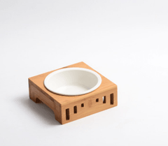 Bamboo Wood Arch Design Pet Bowl - Bamboo.