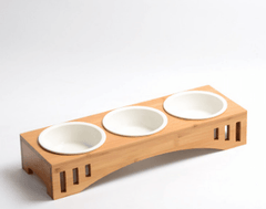 Bamboo Wood Arch Design Pet Bowl - Bamboo.