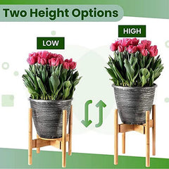 Bamboo Wood Plant Stand Indoor Detachable Fits 12cm Diameter Pots - Bamboo.