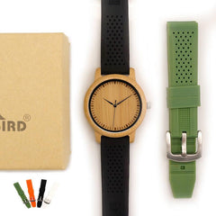 BOBO BIRD Fashion Watch Simple Style Bamboo Wooden Extra Band as Gift - Bamboo.