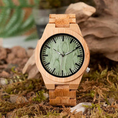 BOBO BIRD V-B22 Bamboo Men's Wristwatch Folding Clasp Quartz Movement - Bamboo.