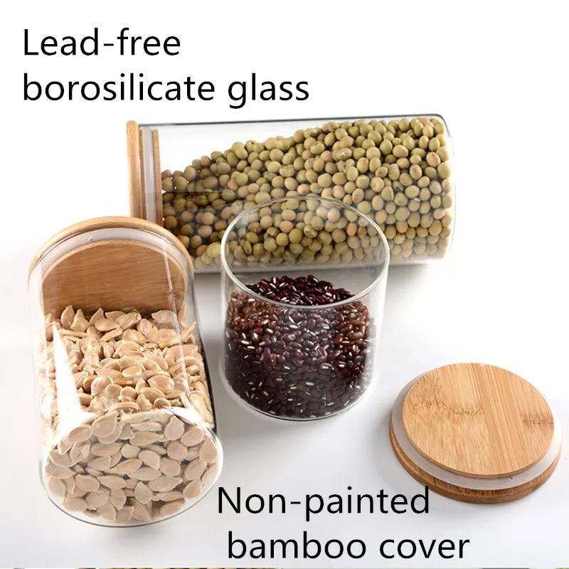 Borosilicate Glass Jars for Spices Containers With Sealed Bamboo Lids - Bamboo.