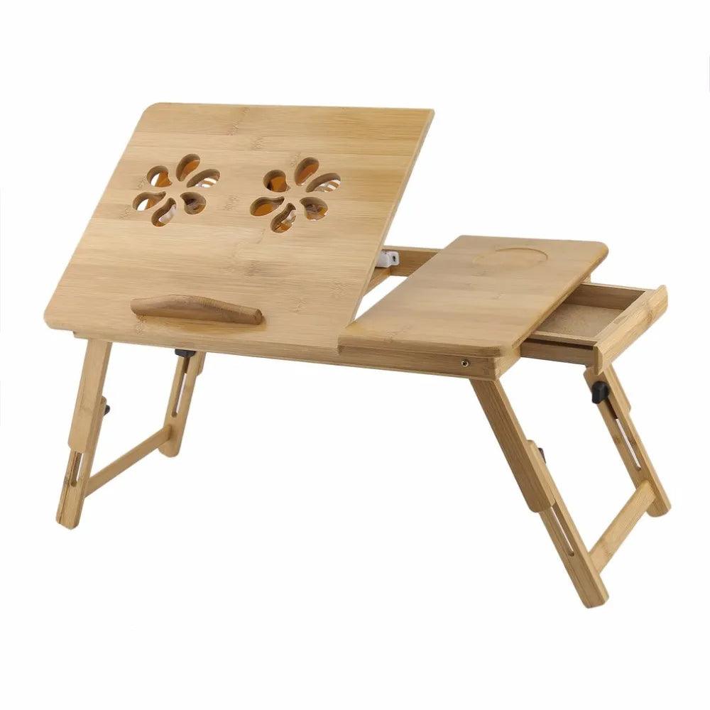 Classical Portable Adjustable Folding Bamboo Laptop Table Stand Desk - Bamboo.