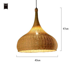 Delicate Bamboo Wicker Shade Rattan Fixtures Pendant Lights Primitive Lighting Rustic Hanging Ceiling Lamp for Dining Bed Room - Bamboo.