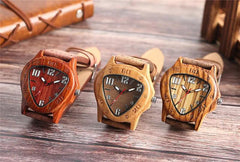 Fashion Men Wooden Wristwatch Sporty Triangle Wood Case Special Number Dials Cool Bamboo Mahogany Sport Watch Unique Gifts Clock - Bamboo.