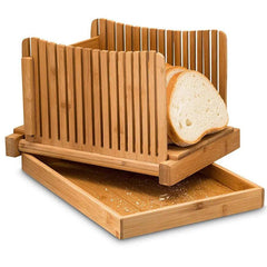 Foldable Bamboo Wood Bread Slicer Cutter Cutting Guide Slicing Maker - Bamboo.