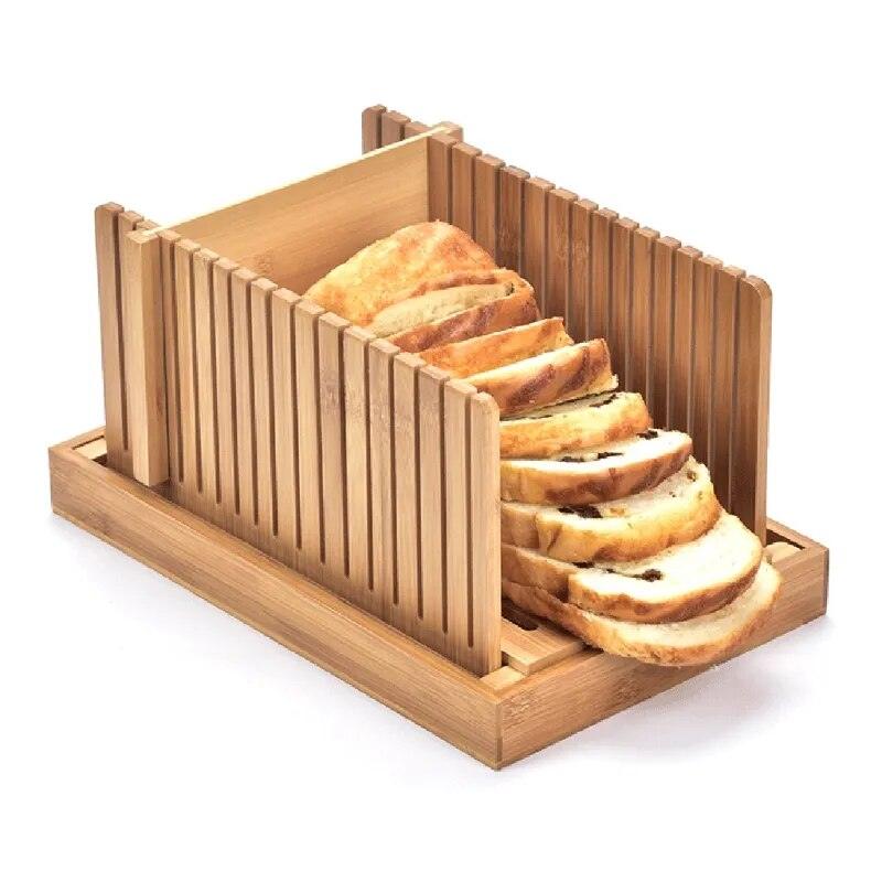 Foldable Bamboo Wood Bread Slicer Cutting Guide Slicing Maker - Bamboo.