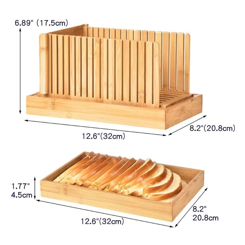 Foldable Bamboo Wood Bread Slicer Cutting Guide Slicing Maker - Bamboo.