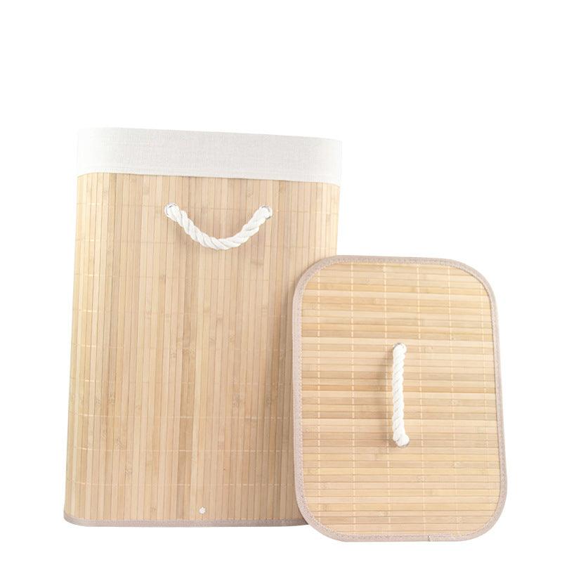 Folding Bamboo Laundry Basket Storage Organizer With Lid - Bamboo.